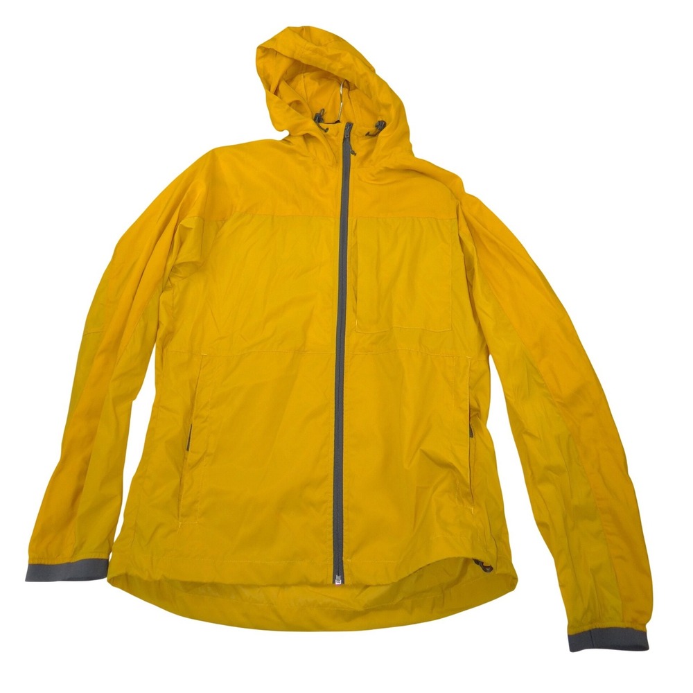 HM Mens Yellow Hooded Windbreaker Lightweight Zip Up Jacket Size M 2013